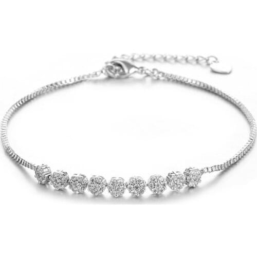 ZSLBS Fashion Adjustable Bracelets For Women Cubic Zirconia Crystal Silver Bracelet Simple Charm Bangle Jewelry Gifts Pulseras