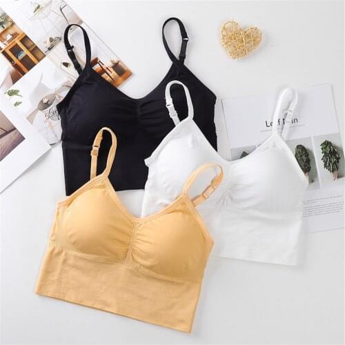 1PC/2PCS Cross buckle back Sling Seamless Bra Crop Tops Women wrap tube top womens sports yoga vest bra ladies Top With Pad