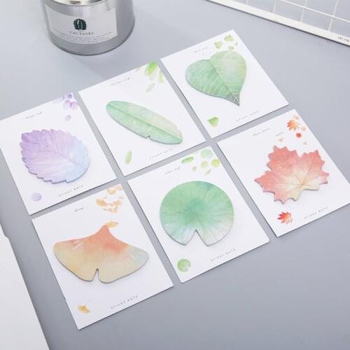 1Pcs Cute Kawaii Natural Plant Leaf Sticky Note Memo Pad Note Office Planner Sticker Paper Korean Stationery School Supplies