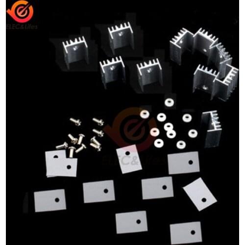 10PCS TO-220 Silver Alloy Aluminum Heat Sink for MOSFET Voltage Regulator With screws Radiator Heatsink Cooler 20x15x11mm
