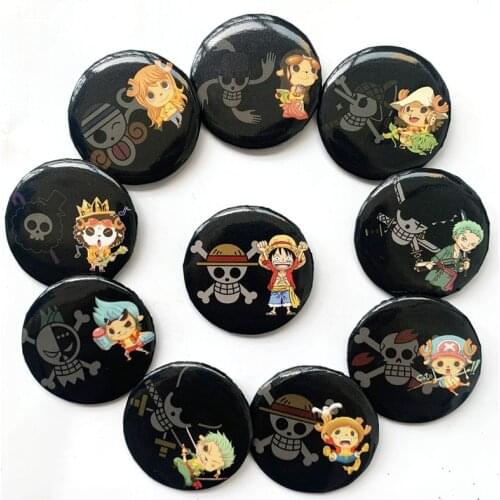 10Pcs/Set Anime One Piece The straw hat Pirates Figure Badges Pins Button Brooch Chest Ornament Clothing Itabag Collection Gift