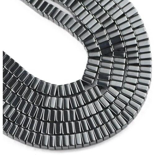 JHNBY 4x2mm Fat Square shape 100pcs Black Hematite Natural Stone DIY Cube spacer Loose beads for Jewelry bracelet Making Finding