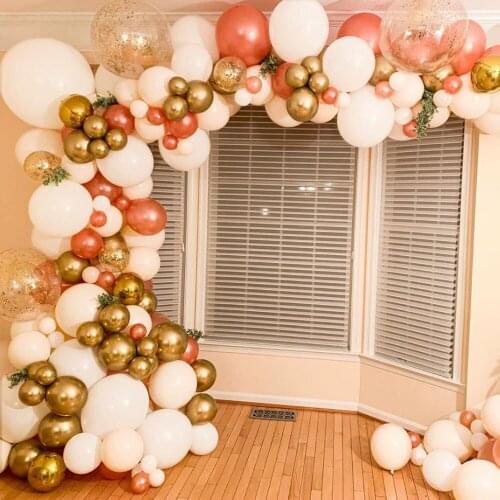 103pcs Rose Gold Balloon Garland Arch Kit with Confetti Balloons Macaron orange and White Ballon Wedding Birthday Party Decor