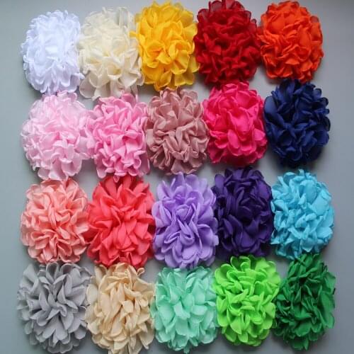 120ps/lot NEW 4inch 24colors Burn Eage Chiffon Flowers For Children Hair Accessories Artificial diy Flowers For Headbands