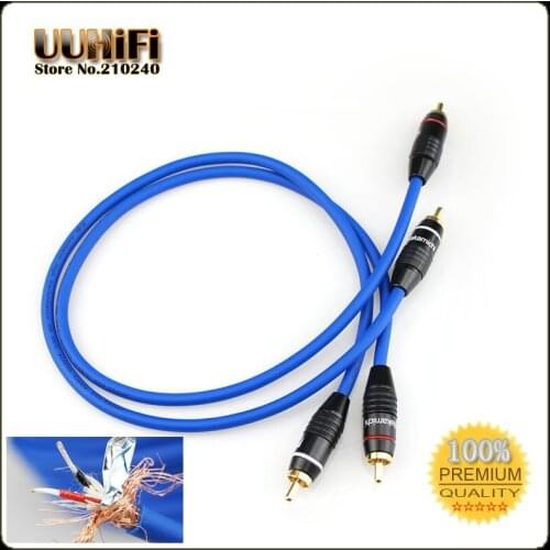 2PCS/pair High Quality RCA Cable 4N OFC Silver-plated Copper RCA To RCA Audio signal cable for DAC Amplifier / Blue