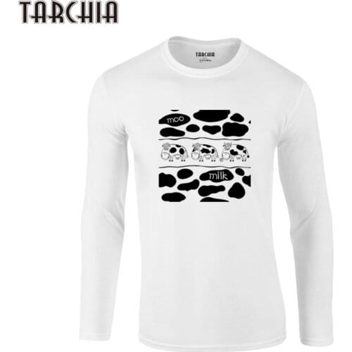 2021 milk moo TARCHIA Quality 100% Cotton Big Size Long Sleeve T Shirt Top Streetwear Printed Men Fashion Brand T-Shirt Homme