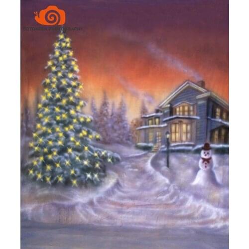 3X 6m Xmas tree Winter Scenic Muslin Hand-Painted Photo studio Backdrop Background, newbron christmas backdrop photography