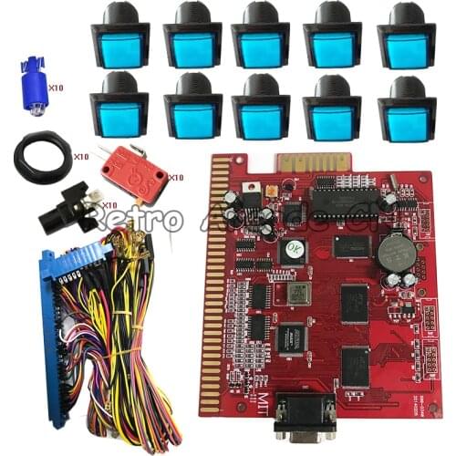 7X 7 in 1 Casino Poaker Game Kit Slot Motherboard 33mm LED Square Push Button 36pin Jamma Cable Build Slot Gambling Machine