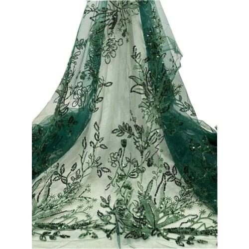 African Lace Fabric 2021 High Quality Sequins Lace Embroidery French Tulle Nigerian Lace Fabrics For Wedding Dress jh66-418