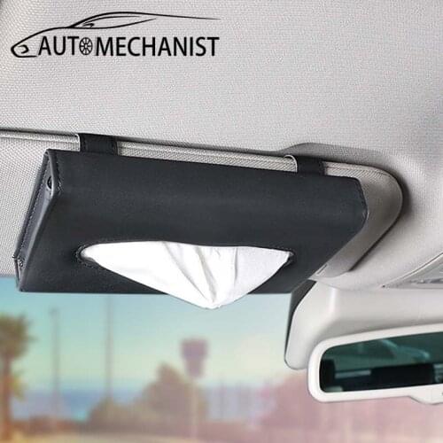 1 PC Car Tissue Organizer Box Car Sun Visor Tissue Boxes Auto Interior Napkin Holder PU leather Tissue Bag Accessories For Auto