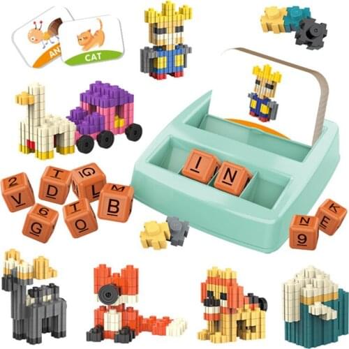 Early Education Alphanumeric Spelling Block Building Blocks Educational Toys Learning Numbers Letter Card Spelling Game Kids Toy