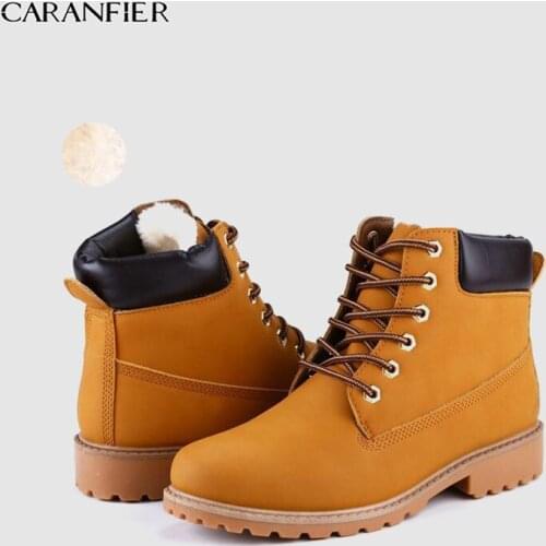 CARANFIER Mens Shoes Winter Warm With Fur Lining Option Leather Boots Ankle Boots Casual Martin Shoes Lace-Up Sport Snow Boots