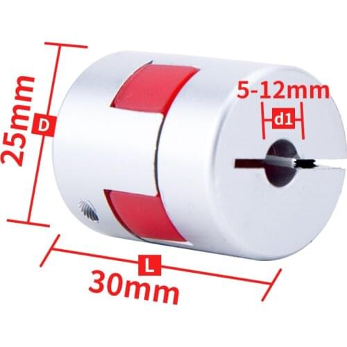 D25 L30 CNC Flexible Jaw Spider Plum Coupling Shaft Coupler 5/6/7/8/9/10/11/12mm