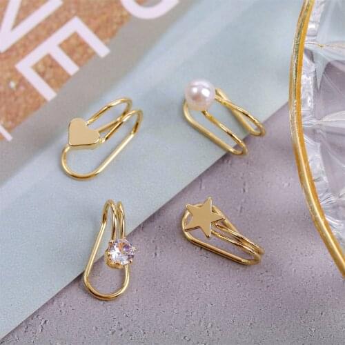 Elegant Simple Circle Pearl Ear Cuff Clip on Earrings for Women girl Fashion Pearls Earcuff Earrings Jewelry