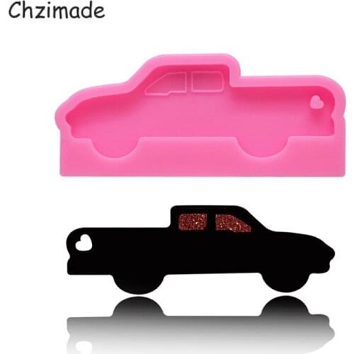Chzimade Car Shape Silicone Polymer Clay Molds Keychain Pendant Clay DIY Key Ring Truck Epoxy Resin Keychain Moulds