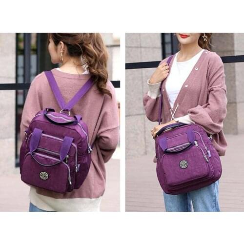 Hot Sale Womens New Style Soft Wear Resistant Nylon Backpack Fashion Large Space Shoulder Bags Casual Light Travel Bag
