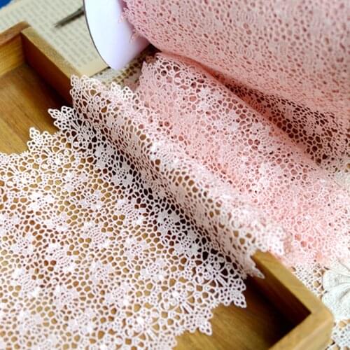 5Yards Wide Light Pink Lace Trim Polyester Embroidered Lace Ribbon Fabric DIY Sewing Craft For Accessories 20cm