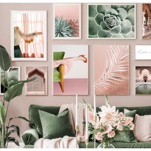 Marrakech Agave Leaf Corridor Screen Lady Wall Art Canvas Painting Nordic Posters And Prints Wall Pictures For Living Room Decor