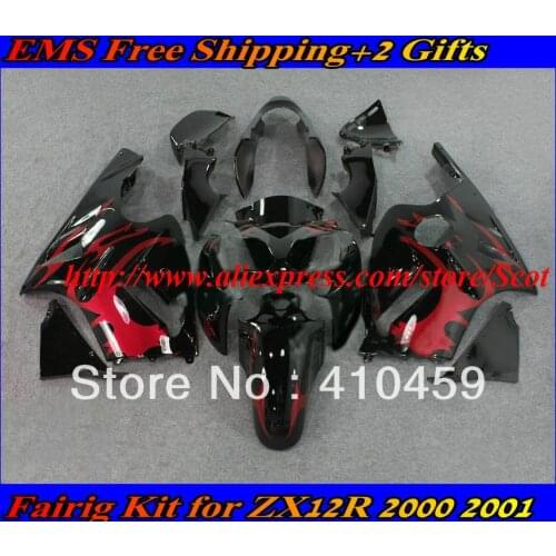 Fashion red gloss black Fairing kit for KAWASAKI Ninja ZX12R 02 03 04 05 ZX 12R 2002 2005 ZX-12R 02-05 Fairings body kit