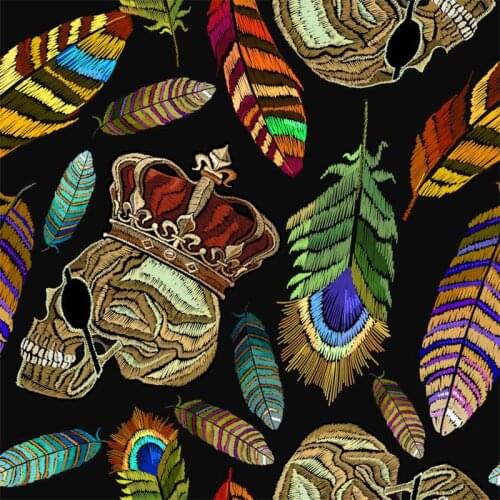 145cm x 100cm Spandex bikini fabric custom feather image printing high-end floral male shirt DIY clothing patchwork