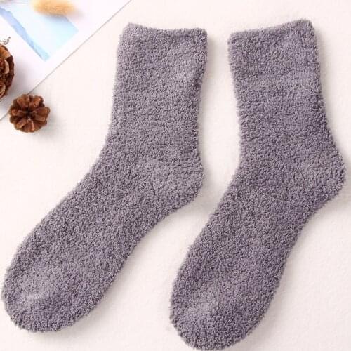 Anewmorn Autumn Winter Polyester Solid Color Men Socks Keep Warm Thicken Simplicity Sukka Male Casual Sweat Sleep Breathable Sox