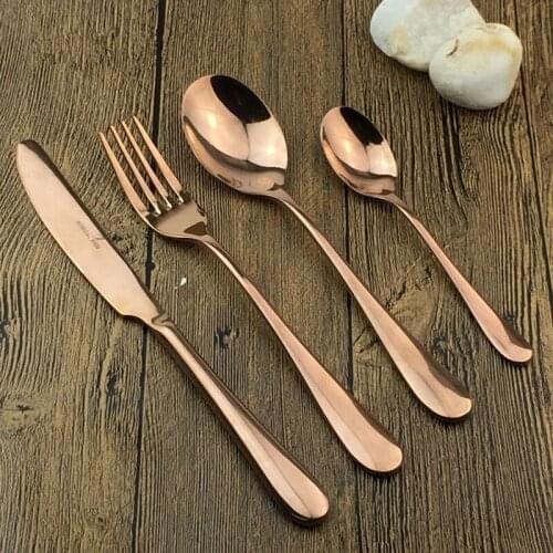 Steak Knife Soup Scoop Main Fork Stainless Steel Flatware Set Rose Gold And Gold Cutlery Set Mirror Polish Tableware 4pcs/ set