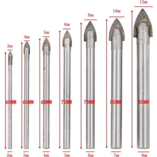 3-12mm Glass Cross Round Shank Tile Drill Bits Set For Glass Ceramic Concrete Hole Opener Triangle Bit Cutter Power Tools