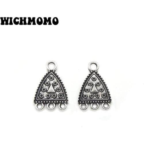 New 21mm 10pieces/bag Zinc Alloy Triangle Porous Connector Charms Linker for DIY Necklace Earring Jewelry Accessories