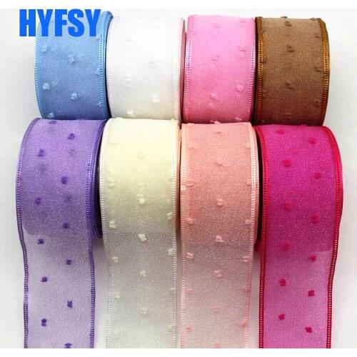 New 40mm point tulle ribbon 20 yards DIY handmade material headdress bow wedding festival cake gift wrap dot Bud silk