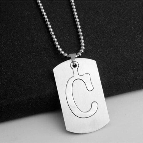 New Fashion Hip Hop Ball Chain A-Z Letter Necklaces & Pendants Cool Stainless Steel Square Pendant Necklaces Men Jewelry Gifts