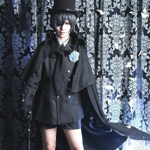 New Anime Black Butler Cosplay Costume Ciel Phantomhive Cosplay Halloween clothes male Funeral Costumes Set