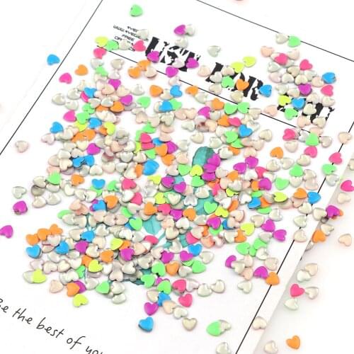 About 1000Pcs 4mm Mix colors Fluorescent Color Heart Non Hot Fix Nail Art Rivet Punk Rock Style For DIY Nail Art Decoration