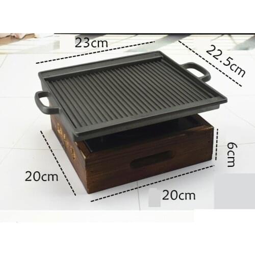 Portable mini cast iron bbq grill barbecue stove table top barbecue grills Single couple 20*20cm cast iron stove +aluminum pan