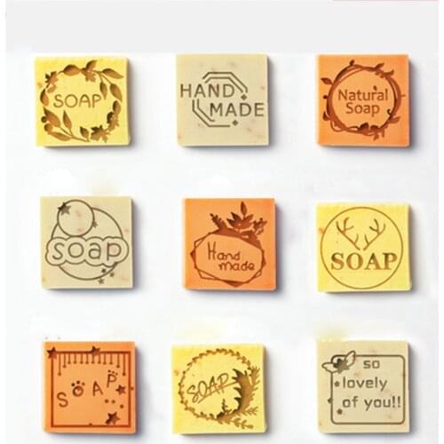 Acrylic crystal Transparent natural handmade acrylic soap seal stamp mold chapter mini Leaves and Letters patterns organic glass