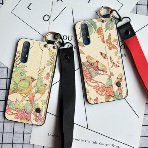 Wrist Strap Soft TPU Phone Case For OPPO Reno 4 SE 3 5 Pro Plus 10X ZOOM Phone Holder Lanyard Cover For Reno Ace 2 Z