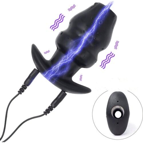 Electric Shock Silicone Hollow Anal Plug For Women Man Masturbator Enema Butt Plug Anal Toys