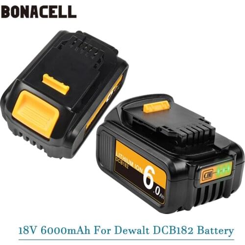 DCB182 18V 6.0Ah MAX XR Battery power tool Replacement for DeWalt DCB184 DCB181 DCB182 DCB200 DCB204 20V 5A 18Volt 18 v Battery