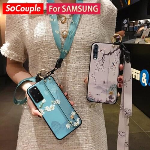 SoCouple For Samsung Galaxy A50 70 20 30s 51 71 52 72 21s S10 9 plus S20 FE S21 Ultra Lanyard Neck Wrist Strap Phone Holder Case