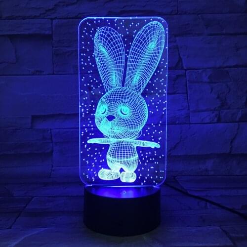 3D LED Illusion Lamp Light for Kids and Lover, Rabbit Lamp 16 Colors Change with Remote, Valentines Day Present and Birthday