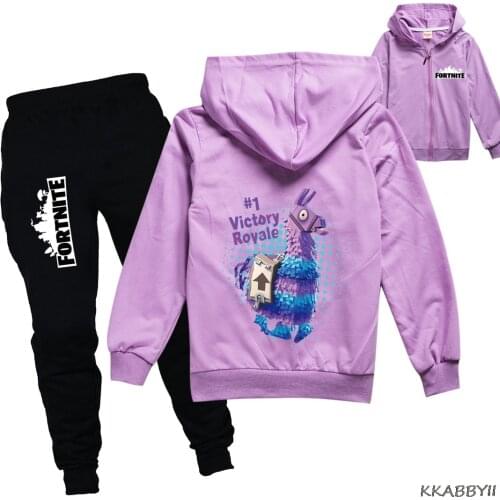 Spring Fall Fortnites Boys And Girls Zipper Windbreaker Coat Kids Hooded Coat + Casual Pantsuit Clothing