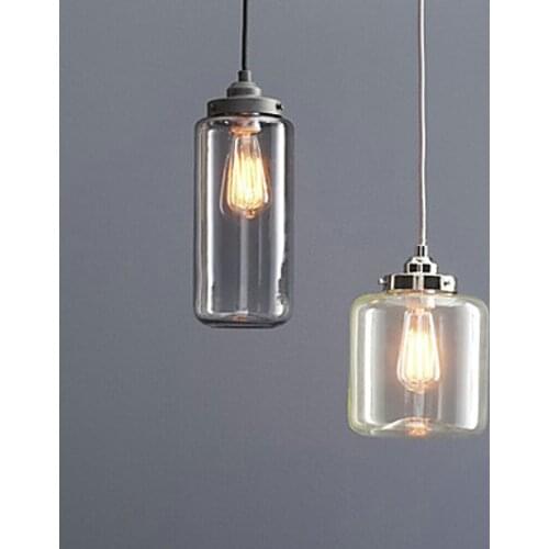 Edison Retro Vintage Lamp Loft Style Industrial Pendant Lighting with 2 Lights and Glass Bottle Shade For Dinning Room