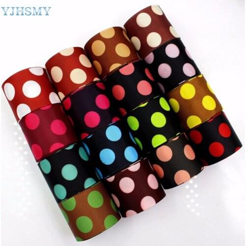 YJHSMY C-17508-904,38 mm 10 yards Dot Ribbons Thermal transfer Printed grosgrain Wedding Accessories DIY handwork material