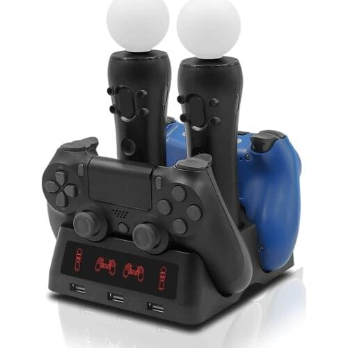 10pcs 4-in-1 Controller Charger For PS4/PS MOVE/PS VR Charging Dock Station Stand for PS4 Slim Contrller/PS4 Pro 3USB for Mobile