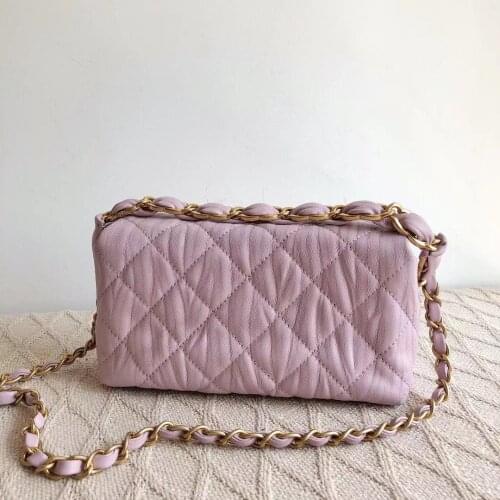 2021 fashion hotsell top quality ladies messenger bag 100% genuine leather double flap lambskin handbag