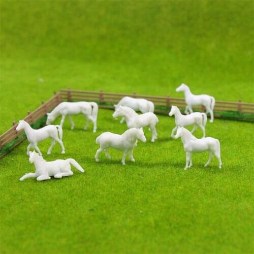 100pcs 1:87 Unpainted Farm Horse White Model Horse Different Poses HO Scale AN8702B Landscape Layout