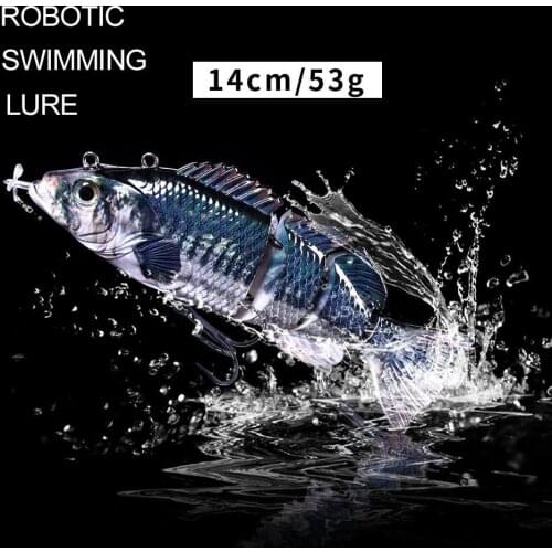 14CM 53G USB Rechargeable Robotic Swimming Fake Bait 4-Segement Auto Electric Wobblers Fishing Lure