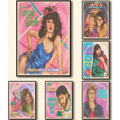 18 Designs Popular Singer Whitepaper Poster Alternative Abstract Art Painting Funny Wall Sticker for Coffee House Bar