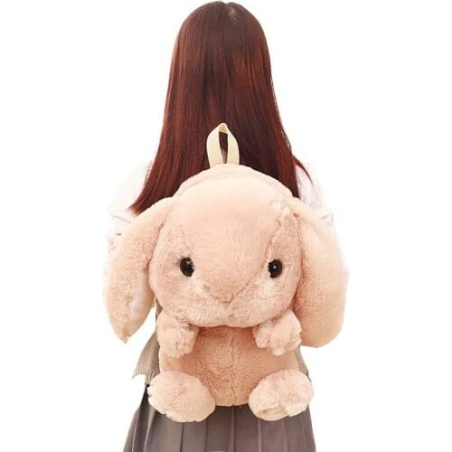 30cmX45cm Dropshipping Rabbit Long Ear Doll Plush Toy Children Backpack for Girls Kids Bag