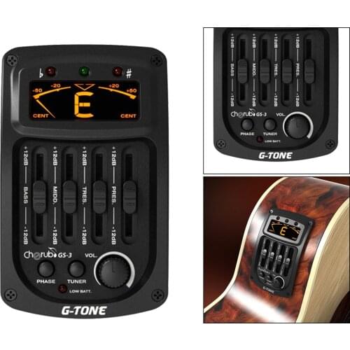 Acoustic Guitar 4 Bands Piezo Pickup Equalizer Guitar Preamp Tuner Preamp Folk w/ LCD Display Guitar Pickup Musical Instrument