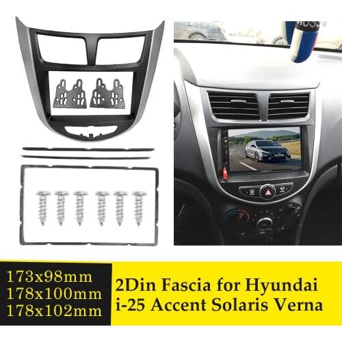 2 Din Car Fascia Stereo Audio Radio DVD Plate Panel Frame Fascias Bezel Replacement For Hyundai i-25 For Accent Solaris Verna